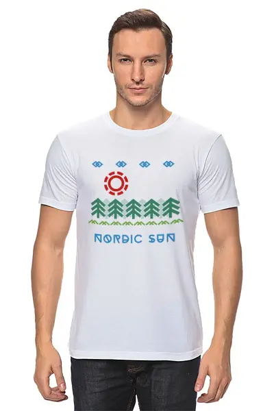 Заказать мужскую футболку в Москве. Футболка классическая Nordic Sun от white_irbis - готовые дизайны и нанесение принтов.