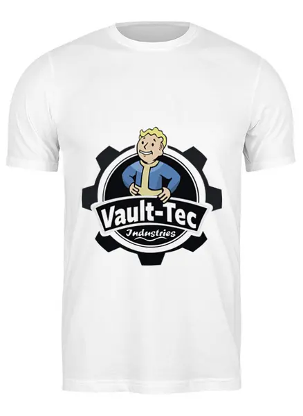 Заказать мужскую футболку в Москве. Футболка классическая Fallout  Vault-Tec от cherdantcev - готовые дизайны и нанесение принтов.