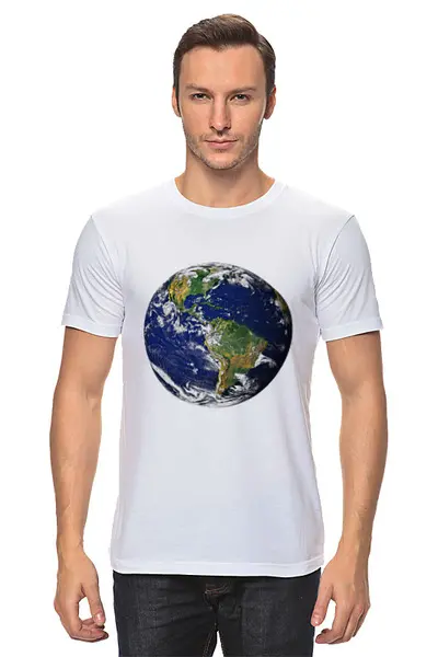 Заказать мужскую футболку в Москве. Футболка классическая Планета Земля от AR Print - готовые дизайны и нанесение принтов.