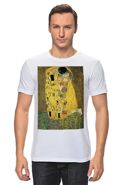 Заказать мужскую футболку в Москве. Футболка классическая Поцелуй от Тима Старк - готовые дизайны и нанесение принтов.