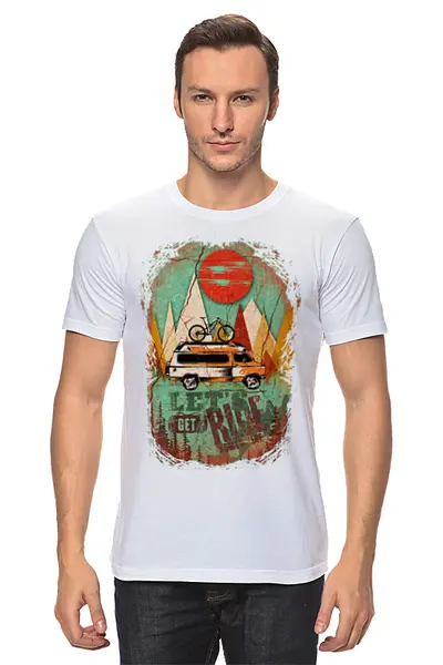 Заказать мужскую футболку в Москве. Футболка классическая Mountain Bike от oneredfoxstore@gmail.com - готовые дизайны и нанесение принтов.
