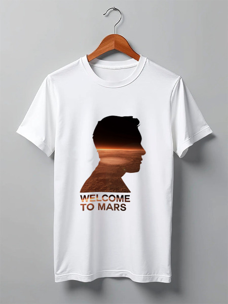 Заказать мужскую футболку в Москве. Футболка классическая Welcome to Mars от yuliya_maple94@mail.ru - готовые дизайны и нанесение принтов.