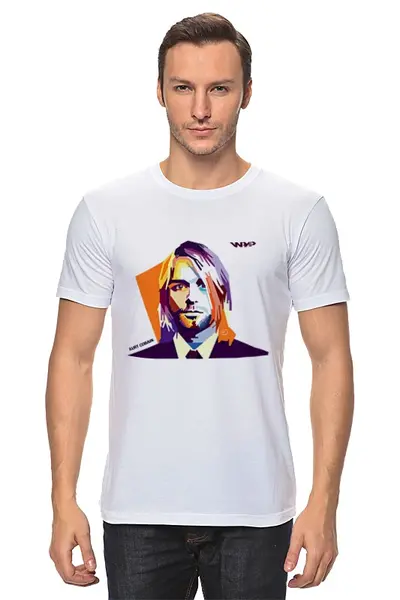 Заказать мужскую футболку в Москве. Футболка классическая Kurt Cobain (Nirvana) от Fedor - готовые дизайны и нанесение принтов.