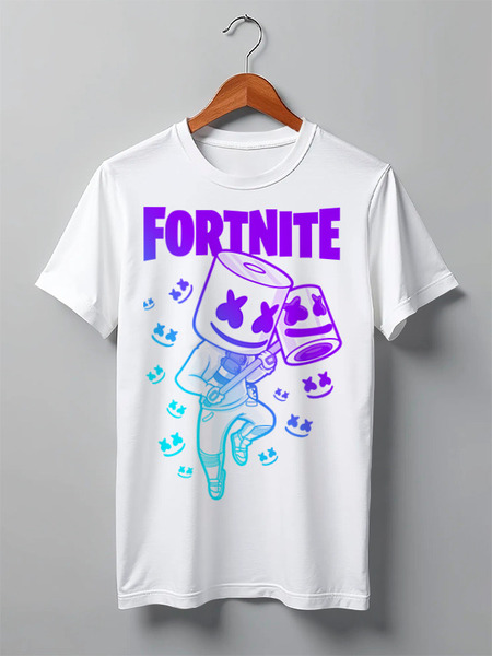 Заказать мужскую футболку в Москве. Футболка классическая MARSHMELLO FORTNITE от geekbox - готовые дизайны и нанесение принтов.