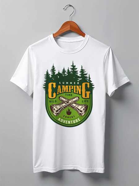 Заказать мужскую футболку в Москве. Футболка классическая CAMPING от balden - готовые дизайны и нанесение принтов.