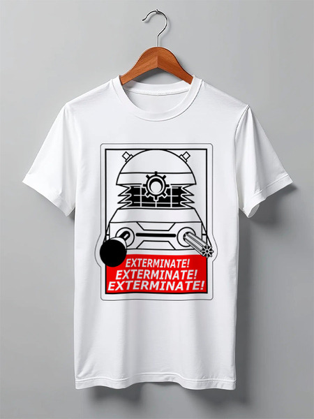 Заказать мужскую футболку в Москве. Футболка классическая Exterminate! Далек от geekbox - готовые дизайны и нанесение принтов.