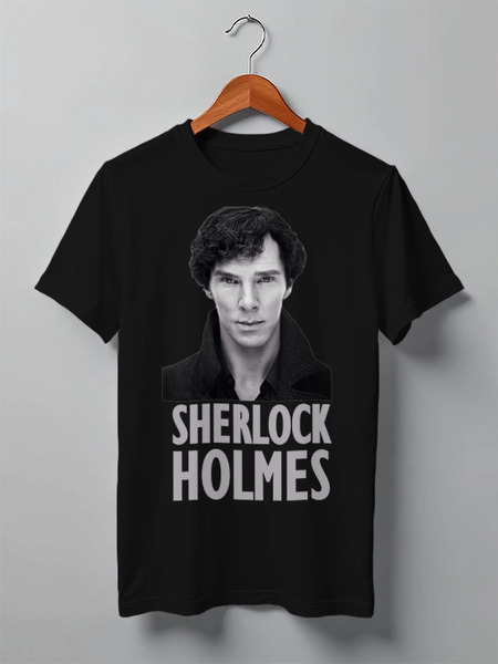 Заказать мужскую футболку в Москве. Футболка классическая Sherlock Holmes от cherdantcev - готовые дизайны и нанесение принтов.