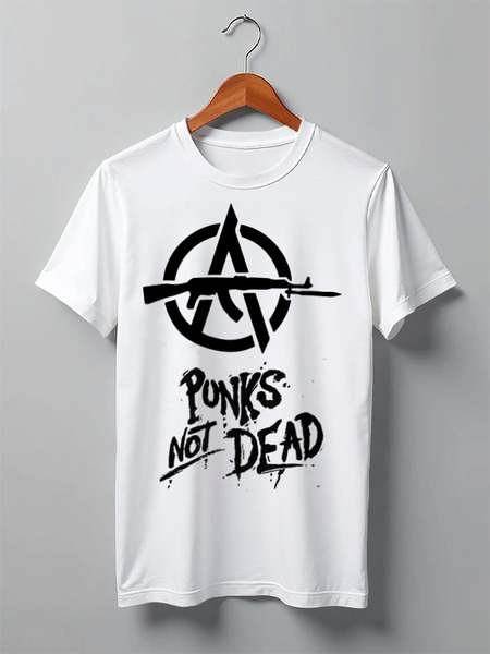 Заказать мужскую футболку в Москве. Футболка классическая Punks Not Dead от Leichenwagen - готовые дизайны и нанесение принтов.