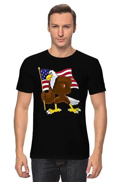 Заказать мужскую футболку в Москве. Футболка классическая Гордый американский орел от T-shirt print  - готовые дизайны и нанесение принтов.