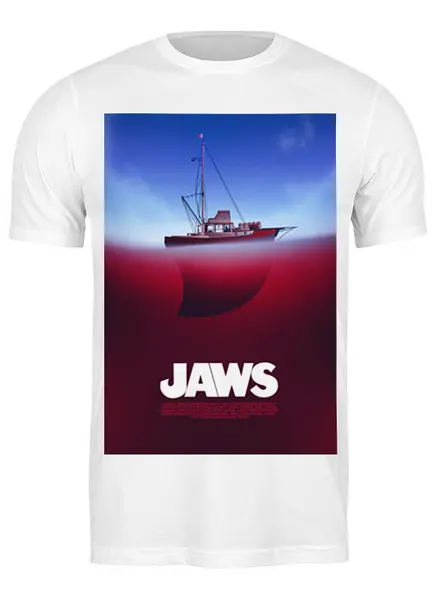 Заказать мужскую футболку в Москве. Футболка классическая Челюсти / Jaws от kino.printio.ru - готовые дизайны и нанесение принтов.