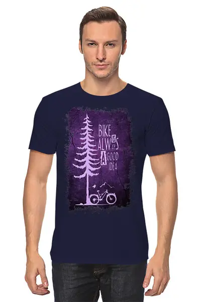 Заказать мужскую футболку в Москве. Футболка классическая Mountain Bike от oneredfoxstore@gmail.com - готовые дизайны и нанесение принтов.