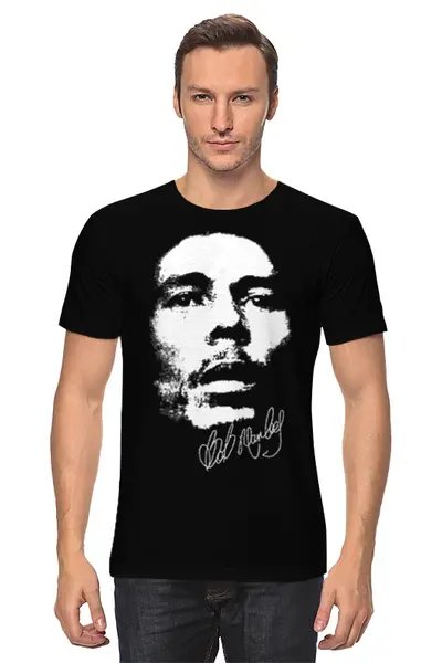 Заказать мужскую футболку в Москве. Футболка классическая Bob Marley от Denis M. - готовые дизайны и нанесение принтов.
