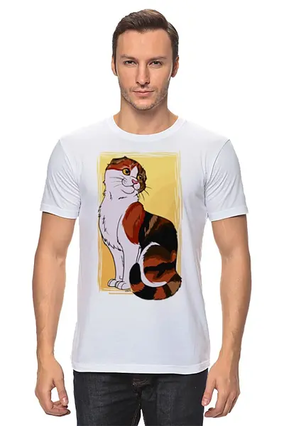 Заказать мужскую футболку в Москве. Футболка классическая Кошка от fanart - готовые дизайны и нанесение принтов.