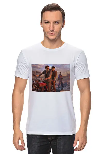 Заказать мужскую футболку в Москве. Футболка классическая Uncharted от GeekFox  - готовые дизайны и нанесение принтов.