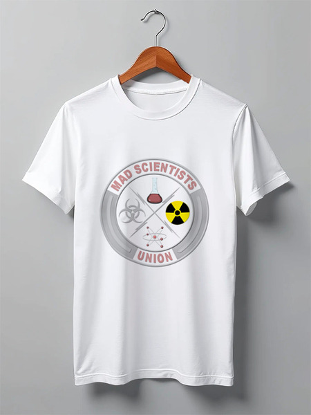 Заказать мужскую футболку в Москве. Футболка классическая Mad scientists union от Andy Quarry - готовые дизайны и нанесение принтов.