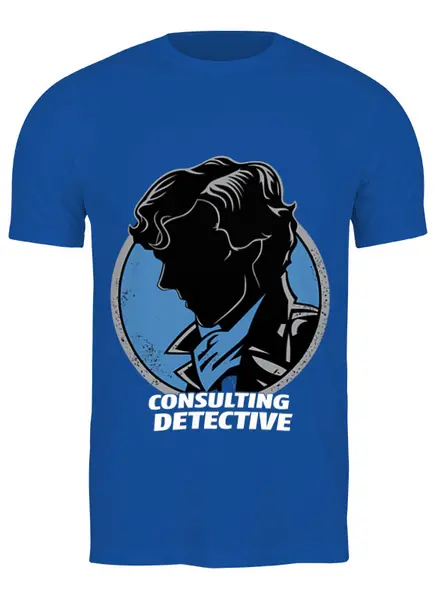 Заказать мужскую футболку в Москве. Футболка классическая Шерлок Холмс от Zamula - готовые дизайны и нанесение принтов.