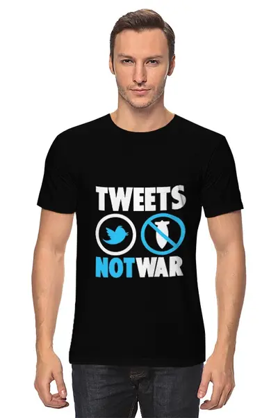 Заказать мужскую футболку в Москве. Футболка классическая Tweets Not War от Printio - готовые дизайны и нанесение принтов.