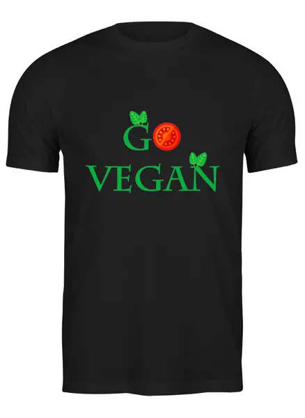 Заказать мужскую футболку в Москве. Футболка классическая Go vegan от Antaya - готовые дизайны и нанесение принтов.