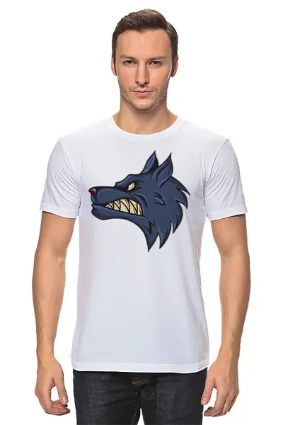 Заказать мужскую футболку в Москве. Футболка классическая Angry Wolf от Polilog - готовые дизайны и нанесение принтов.