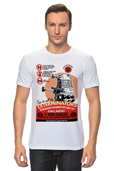 Заказать мужскую футболку в Москве. Футболка классическая Далек от geekbox - готовые дизайны и нанесение принтов.