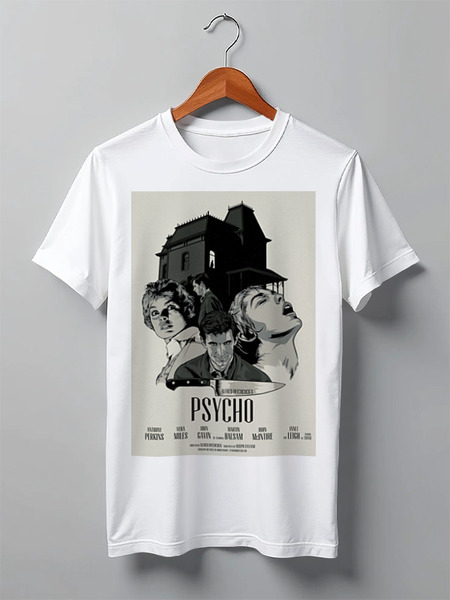 Заказать мужскую футболку в Москве. Футболка классическая Психо / Psycho от kino.printio.ru - готовые дизайны и нанесение принтов.