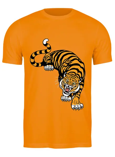 Заказать мужскую футболку в Москве. Футболка классическая Свирепый тигр от Ирина - готовые дизайны и нанесение принтов.