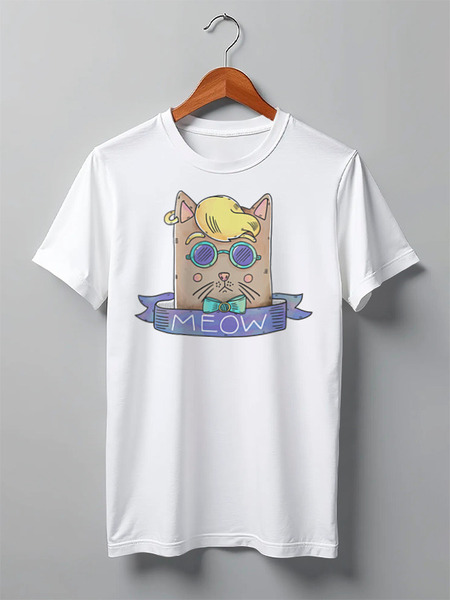 Заказать мужскую футболку в Москве. Футболка классическая Cats Here от oneredfoxstore@gmail.com - готовые дизайны и нанесение принтов.
