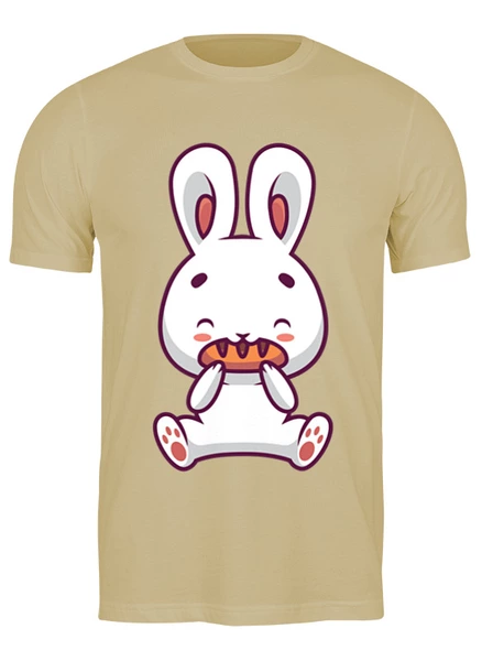 Заказать мужскую футболку в Москве. Футболка классическая Кролик с батоном от skynatural - готовые дизайны и нанесение принтов.