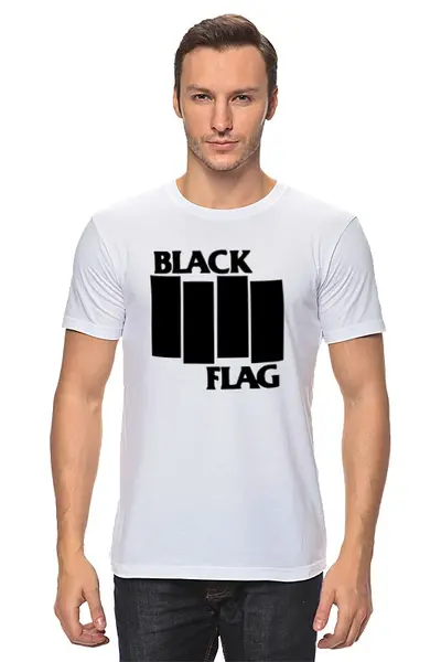 Заказать мужскую футболку в Москве. Футболка классическая Blck Flag от print_not_dead - готовые дизайны и нанесение принтов.