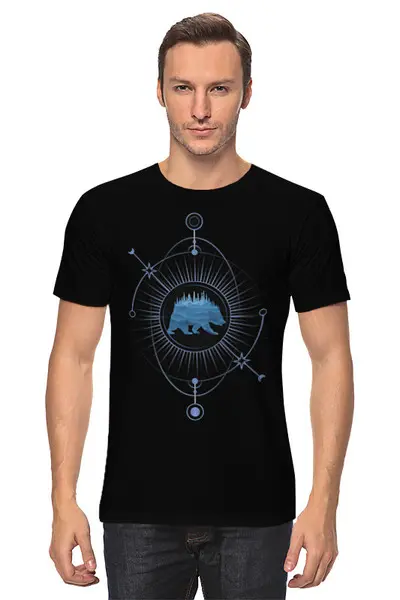 Заказать мужскую футболку в Москве. Футболка классическая Bear Here от oneredfoxstore@gmail.com - готовые дизайны и нанесение принтов.