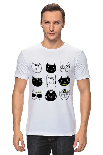 Заказать мужскую футболку в Москве. Футболка классическая Милые котики от Amerikanka - готовые дизайны и нанесение принтов.