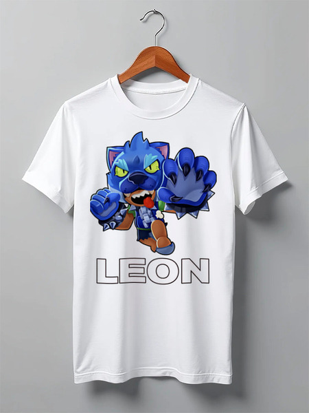 Заказать мужскую футболку в Москве. Футболка классическая Brawl Stars Leon от weeert - готовые дизайны и нанесение принтов.