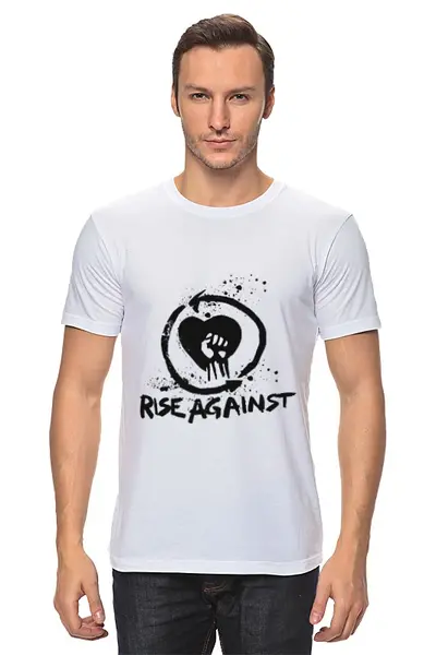 Заказать мужскую футболку в Москве. Футболка классическая Rise Against от BURNSHIRTS - готовые дизайны и нанесение принтов.