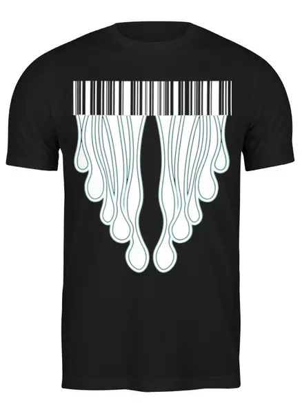 Заказать мужскую футболку в Москве. Футболка классическая Штрих-код с каплями от malakhatkin03@bk.ru - готовые дизайны и нанесение принтов.