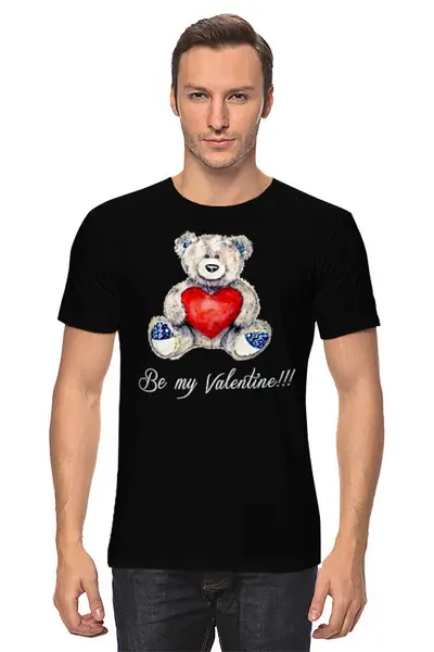 Заказать мужскую футболку в Москве. Футболка классическая Be my valentine от Виктория  - готовые дизайны и нанесение принтов.