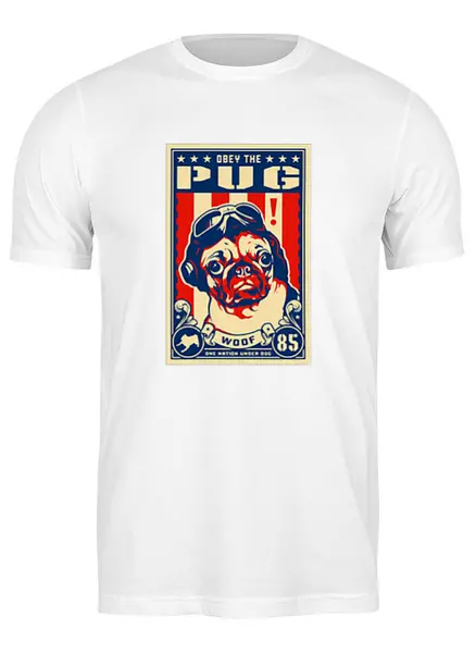 Заказать мужскую футболку в Москве. Футболка классическая Собака: PUG от Виктор Гришин - готовые дизайны и нанесение принтов.