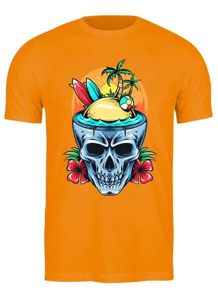 Заказать мужскую футболку в Москве. Футболка классическая Summer skull  от T-shirt print  - готовые дизайны и нанесение принтов.
