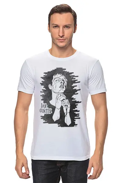 Заказать мужскую футболку в Москве. Футболка классическая Ian Curtis от OEX design - готовые дизайны и нанесение принтов.