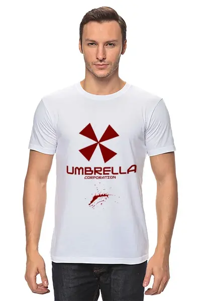 Заказать мужскую футболку в Москве. Футболка классическая Resident Evil: Umbrella Corporation от game-fan - готовые дизайны и нанесение принтов.