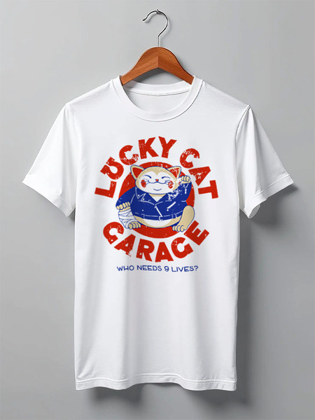 Заказать мужскую футболку в Москве. Футболка классическая Lucky cat от Kostya  - готовые дизайны и нанесение принтов.