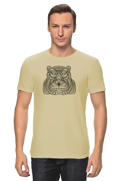 Заказать мужскую футболку в Москве. Футболка классическая Ethnic hippo от T-shirt print  - готовые дизайны и нанесение принтов.