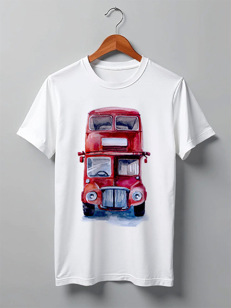 Заказать мужскую футболку в Москве. Футболка классическая London bus от kat_kat - готовые дизайны и нанесение принтов.