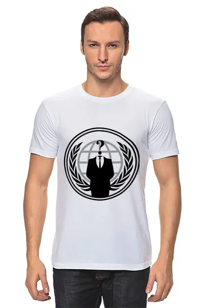 Заказать мужскую футболку в Москве. Футболка классическая Anonymous от badiy1 - готовые дизайны и нанесение принтов.