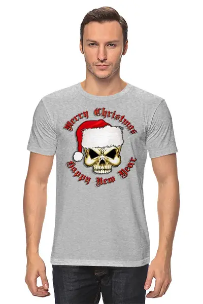 Заказать мужскую футболку в Москве. Футболка классическая Santa Skull от Leichenwagen - готовые дизайны и нанесение принтов.