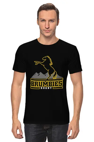 Заказать мужскую футболку в Москве. Футболка классическая «Брамбиз» регби от rugby - готовые дизайны и нанесение принтов.