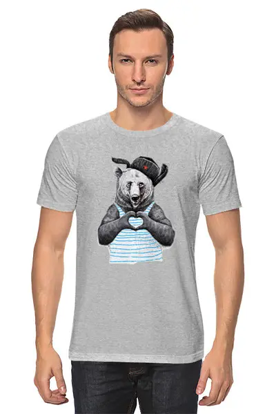 Заказать мужскую футболку в Москве. Футболка классическая Медведь.С любовью от ПРИНТЫ ПЕЧАТЬ  - готовые дизайны и нанесение принтов.
