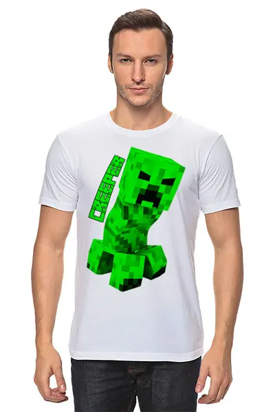 Заказать мужскую футболку в Москве. Футболка классическая MINECRAFT CREEPER от weeert - готовые дизайны и нанесение принтов.