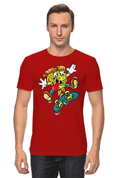 Заказать мужскую футболку в Москве. Футболка классическая Пицца  от Print design  - готовые дизайны и нанесение принтов.