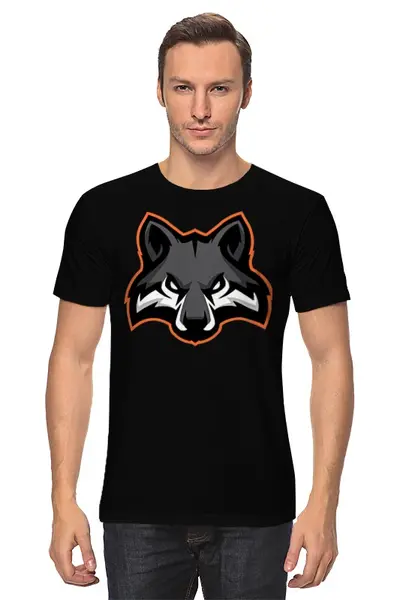 Заказать мужскую футболку в Москве. Футболка классическая Wolf / Волк от crash - готовые дизайны и нанесение принтов.