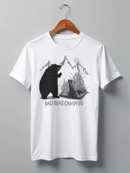Заказать мужскую футболку в Москве. Футболка классическая Bad Bear Campfire от oneredfoxstore@gmail.com - готовые дизайны и нанесение принтов.